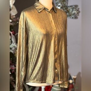 Rachel Zoe Shimmering Gold Button-Down Shirt
